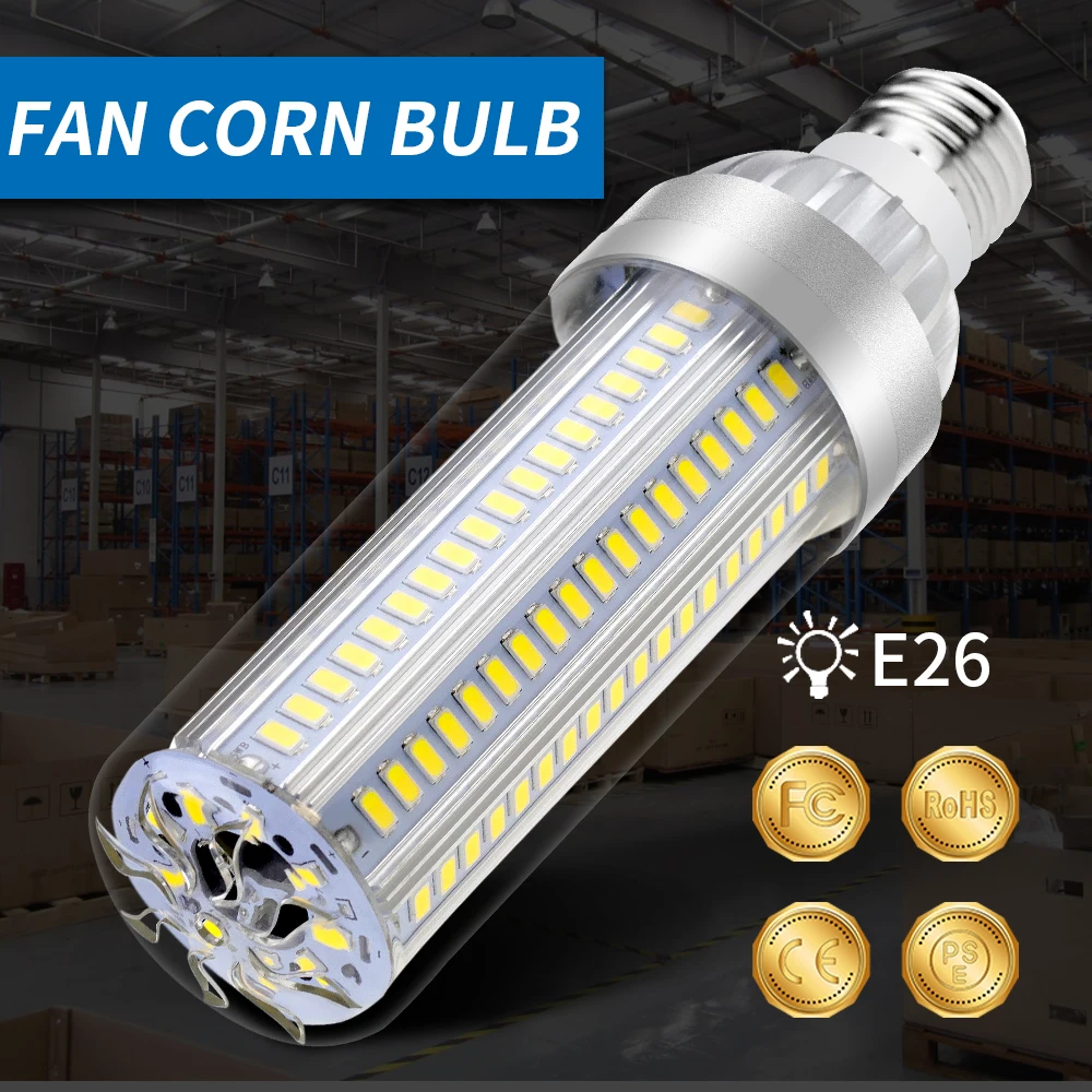 

LED Corn Bulb E27 LED Lamp 220V E26 LED Bulb High Brightness Lamp 25W 35W 50W Light 5730SMD No Flicker Bombilla Fan Cooling 110V