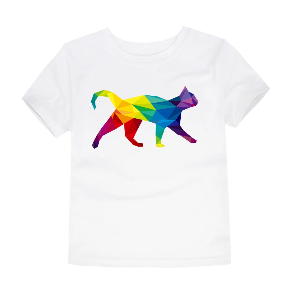 Милые и милые футболки из 100 хлопка с 3D принтом кота для девочек, детские футболки, детская одежда, топы для девочек, футболки для мальчиков 1-14 лет