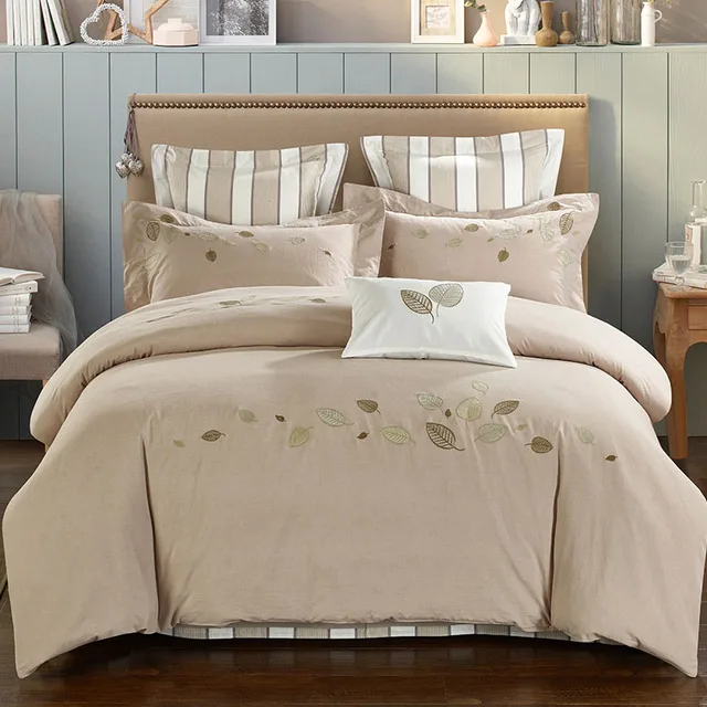 beautiful leaf luxury embroidery 7% cotton duvet cover flat ... beautiful leaf luxury embroidery 7% cotton duvet cover flat ...