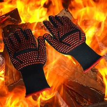 300-500 градусов по Цельсию экстремальные термостойкие перчатки для барбекю-подкладка из хлопка-для приготовления пищи, выпечки, гриля, прихватки