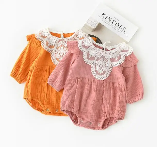

4pcs/lot Autumn baby infant rompers boys Lace Romper trendy climb jumpsuit 3-24M sylvia 563728508357