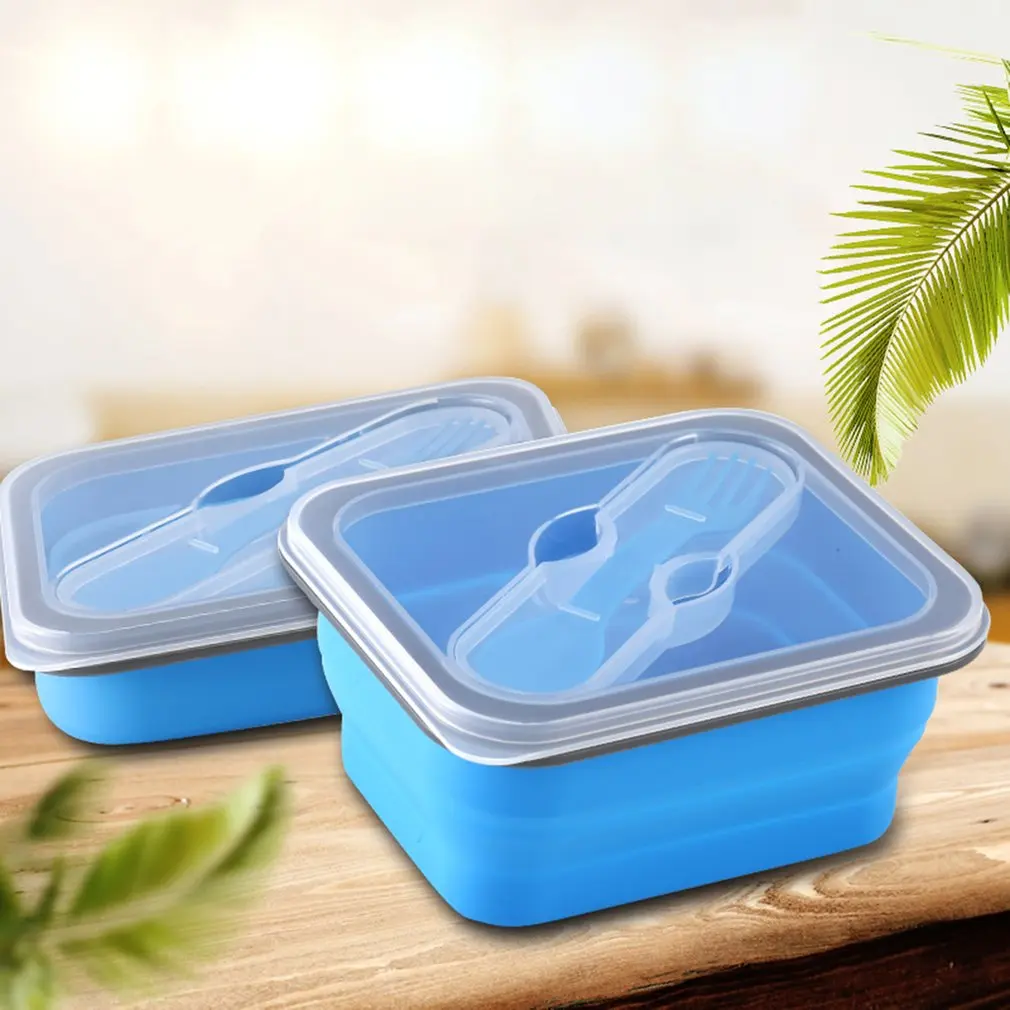 

Foldable Silicone Cooker Lunch Box Eco-Friendly Portable Size Children Food Container Microwave Oven Lunchbox for Outdoor Picnic