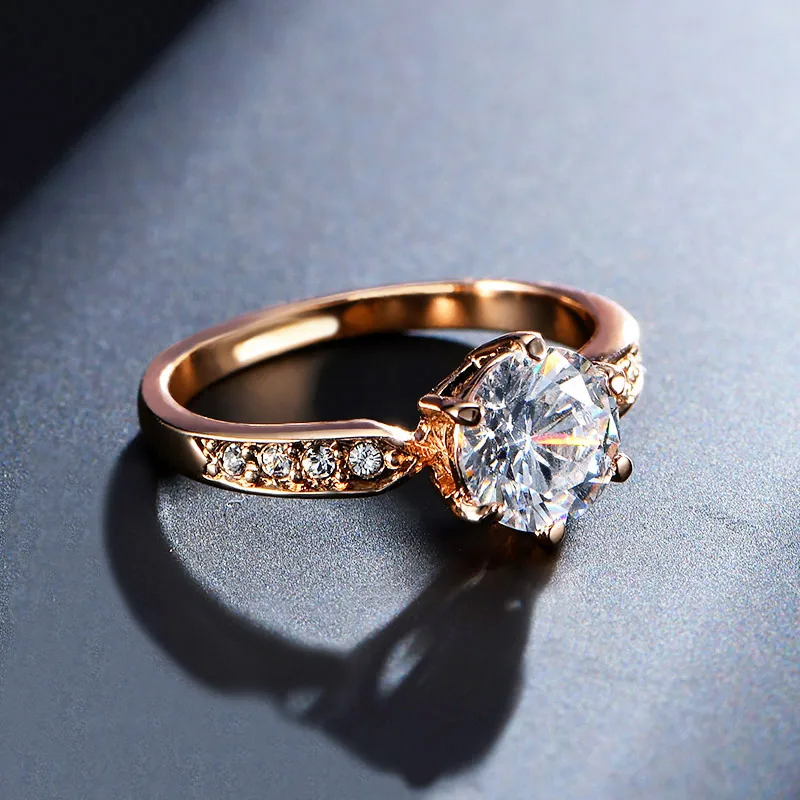 1.75ct AAA Zircon Engagement Rings for women Rose gold color Wedding rings female anel Austrian Crystals Jewelry top quality