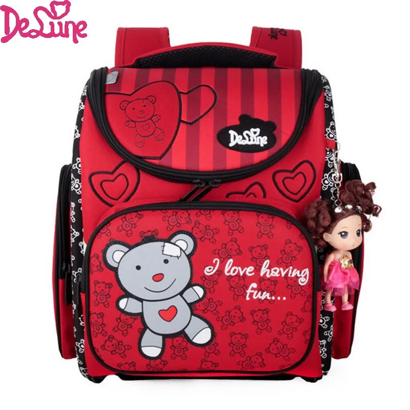 Children School Bags for Girls Cute Bear Waterproof Orthopedic