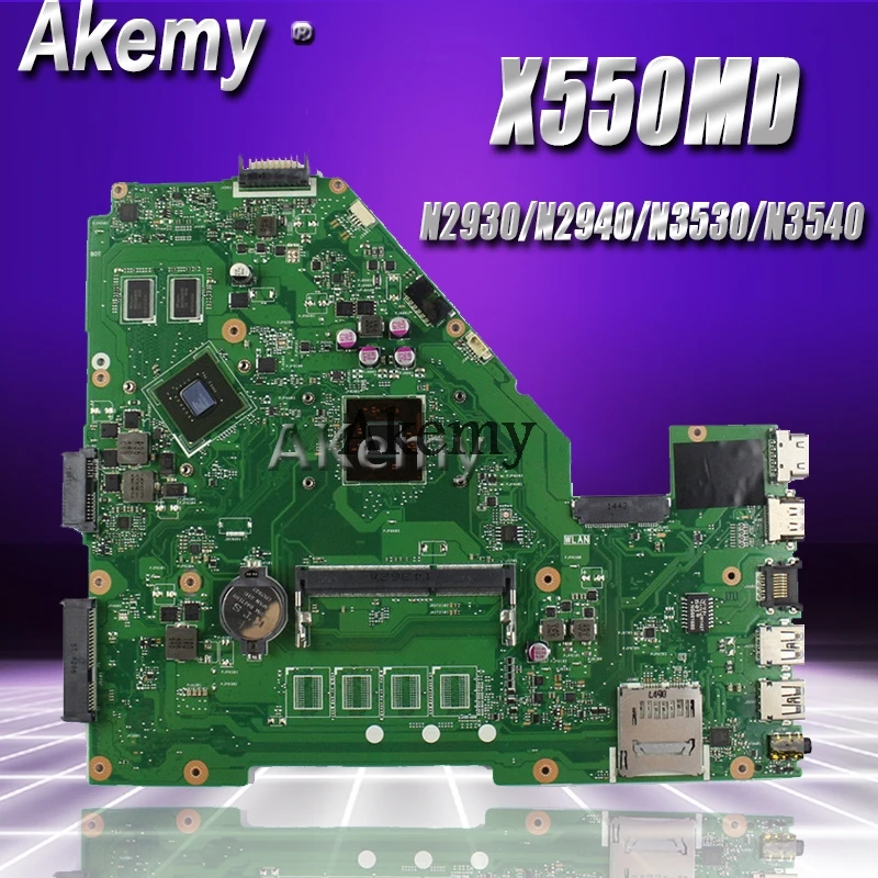 Akemy X550MD Laptop Moederbord Voor Asus X550MD X550M X552M X550MJ R513MD R513MJ Test Originele Moederbord N2930/N2940/N3530 /N3540 Akemy X550MD Laptop Moederbord Voor Asus X550MD X550M X552M X550MJ R513MD R513MJ Test Originele Moederbord N2930/N2940/N3530 /N3540