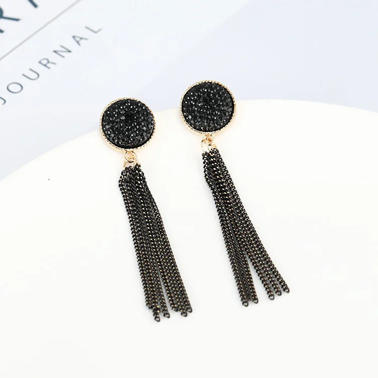 

Boho Womens Earrings Vintage Black Color Ear Pendant Simple Geometric Circle Ear Stud Drop Dangle Earrings Fashion 2019 New Hot