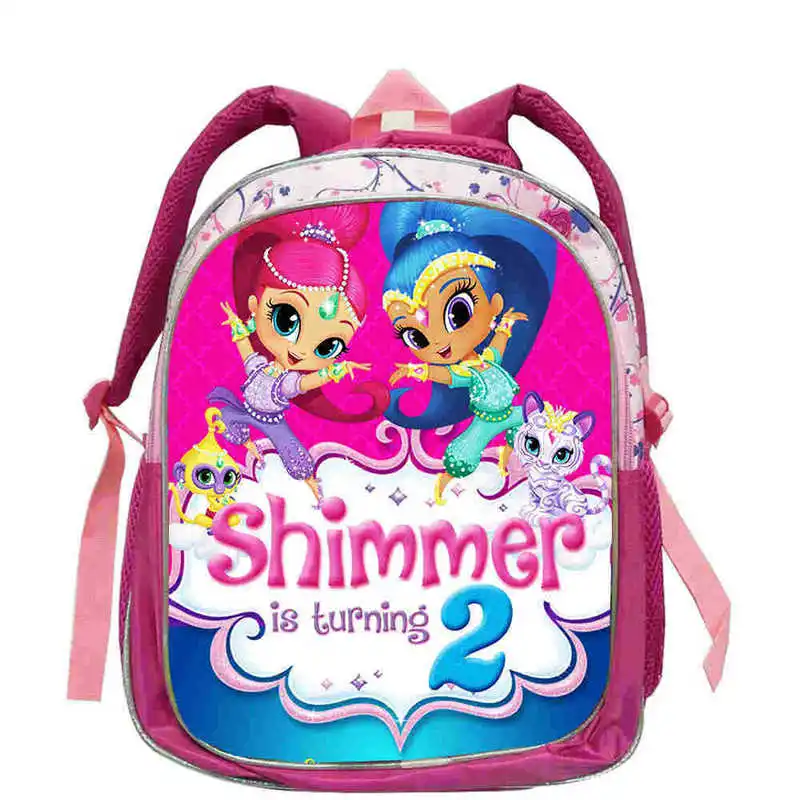 

New Fashion Shimmer Shine Cartoon Backpack Cute Child Student Boy School Bag Colorful Kids Schoolbags 12-16 Inch
