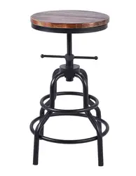Topower промышленный Ретро Pinewood металлический барный стул регулируемая высота поворотный паб кухня круглый Pinewood поворотный барный стул