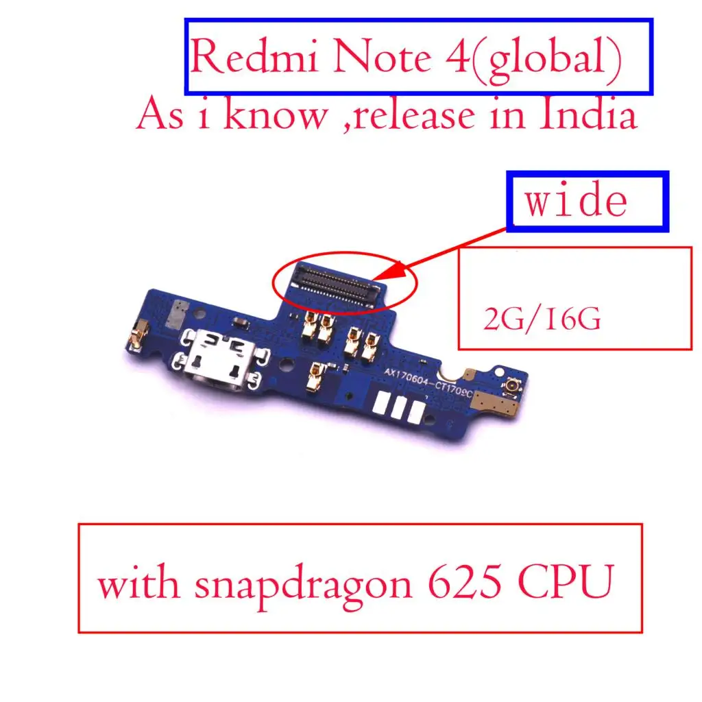 Для Xiaomi Redmi Note 4 4X Global USB зарядное устройство порт для зарядки гибкий кабель Micro док