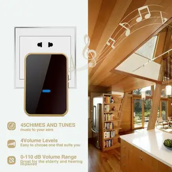 

Home Security Wireless Doorbell Waterproof Chime Bell 300M Range W/2 Receivers