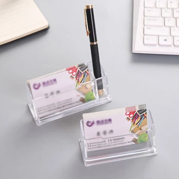 

esk Shelf Box Storage Display Stand Acrylic Plastic Transparent Desktop Business Card Holder