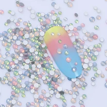 1 пакет, цветные блестящие плоские Стразы для ногтей, кристалл, много размеров, острый опал, плоское дно AB, сделай сам, маникюр, 3D украшение для ногтей