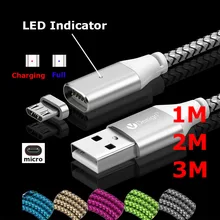 1~ 3 м 2A Быстрый микро USB Магнитный адаптер тканый кабель для зарядки шнур для samsung Galaxy S3 S4 S6 S7 Note 5 4 2