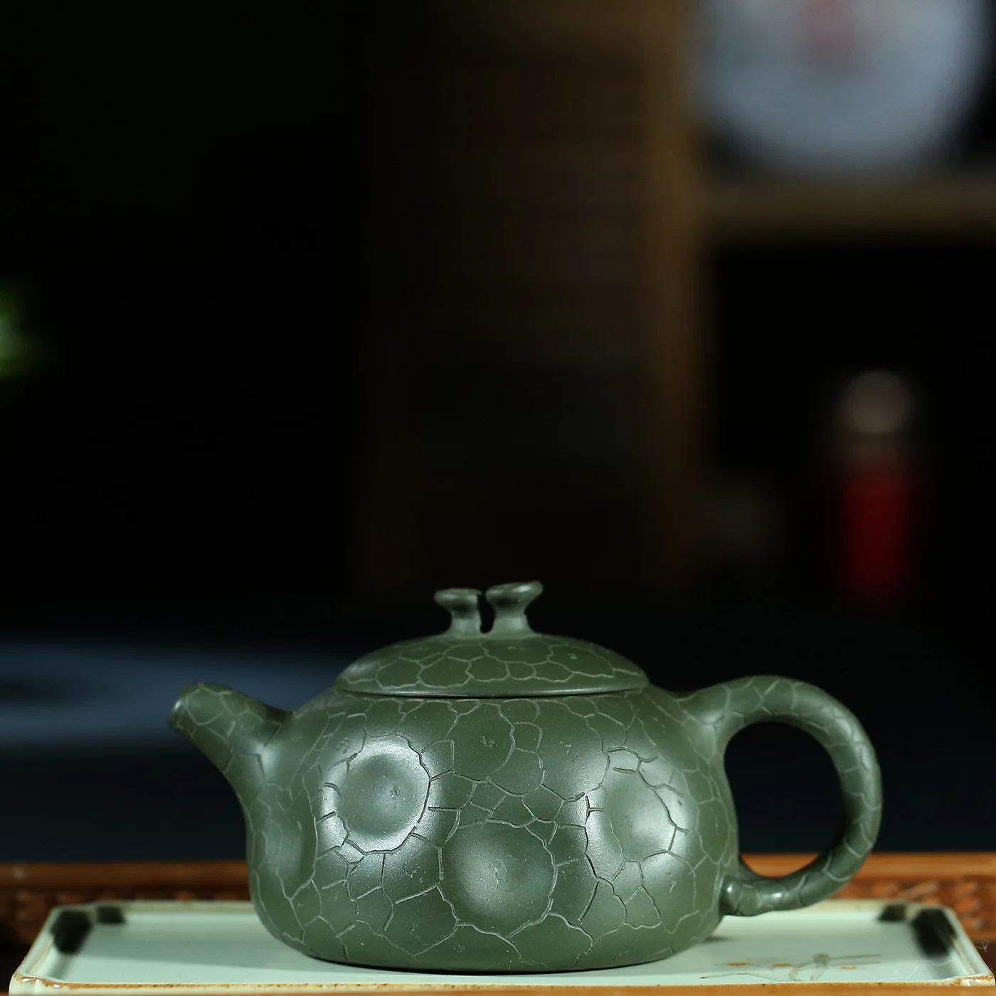 

Yixing Teapot Quality Goods Famous Full Manual Raw Ore Green Mud Ganoderma Lucidum For Spring Pot Kungfu Online Teapot Tea Set
