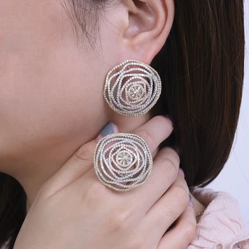 

missvikki 2019 Noble Luxury Ring Earrings Jewelry Set for Bridal Ladies Wedding Valentine's Day Gift Top Quality Cubic Zirconia