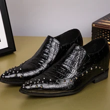 Christia Bella Männer Höhe Erhöhen Schuhe Aus Echtem Leder Kleid Schuhe Büro Oxfords für Männer Nieten Party Bankett Schuhe Große Größe