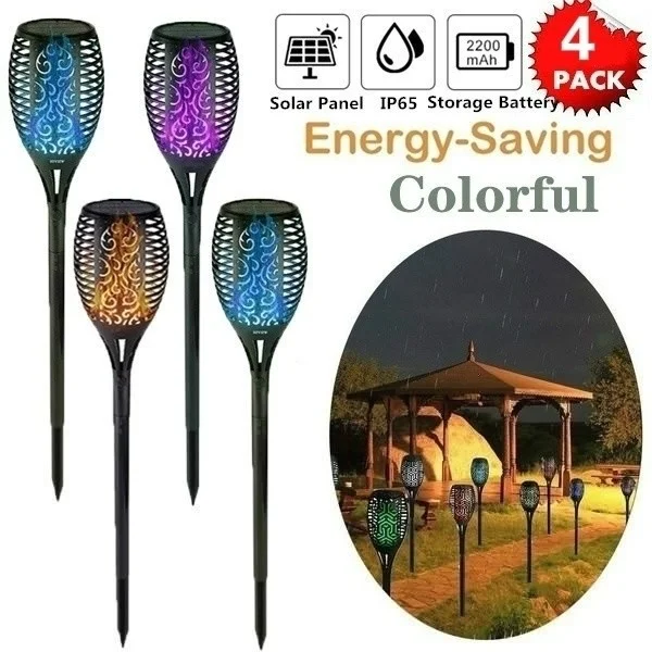 Chama à Prova Lâmpada da Tocha Luz do Jardim ao ar Solar Livre Dwaterproof Água Led Paisagem Lâmpada Gramado 7 Cor
