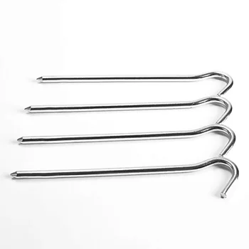 

4pcs Camping Tent Pegs Aluminum Stakes Hook Design Pin Outdoor Tent Peg Hiking Trip Essential Tent Accessories