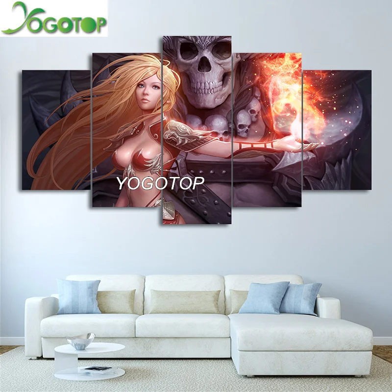 

YOGOTOP DIY Diamond Painting Cross Stitch Kits Full Diamond Embroidery 5D Square Mosaic Home Decor magic girl and skull ML348
