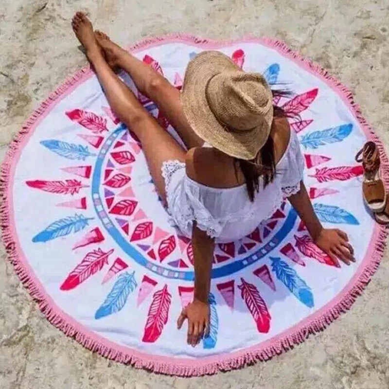 High Quality 850g New Summer Large Microfiber Printed Round Beach