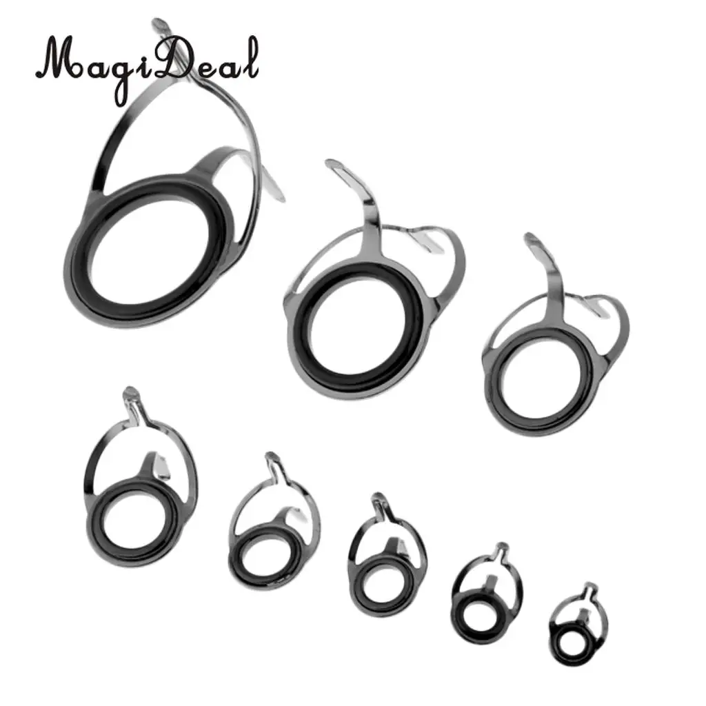 8pcs/set Fishing Rod Eye Ring 6# - 30# Double Leg Guides Line Rings for Spinning/Carp Rod