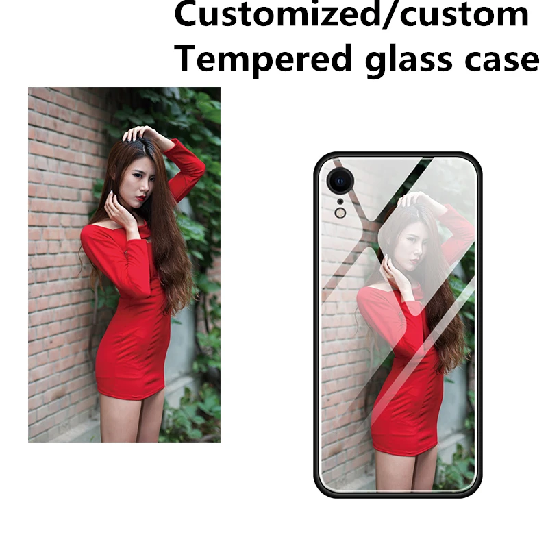

DIY custom picture Customized Photo Tempered glass Cases For iPhone X XS XR MAX 5S 6 6S 7 8 Plus 7plus samsung Galaxy s10 plus