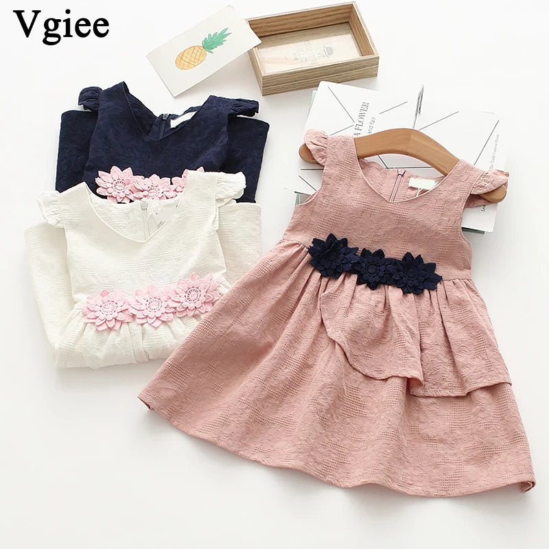 

Vgiee Dress for Baby Girl Dresses 2019 Summer Party Princess Dress Sleeveless Solid for Flower Little Girls Clothing CC321