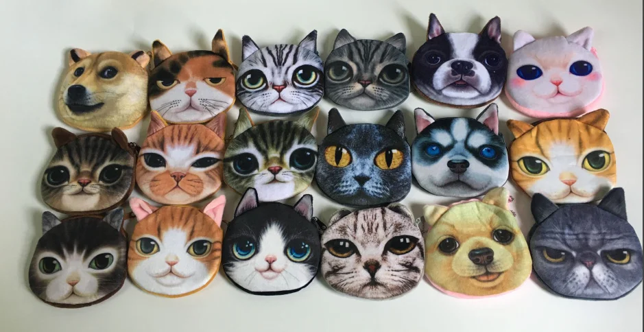 Новые Популярные 18 животных, котенок кошка с собаками плюшевый Кошелек для монет, подарок 10 см сумка для монет кошелек, Карманный Чехол-кошелек для мелочи, monedero gato
