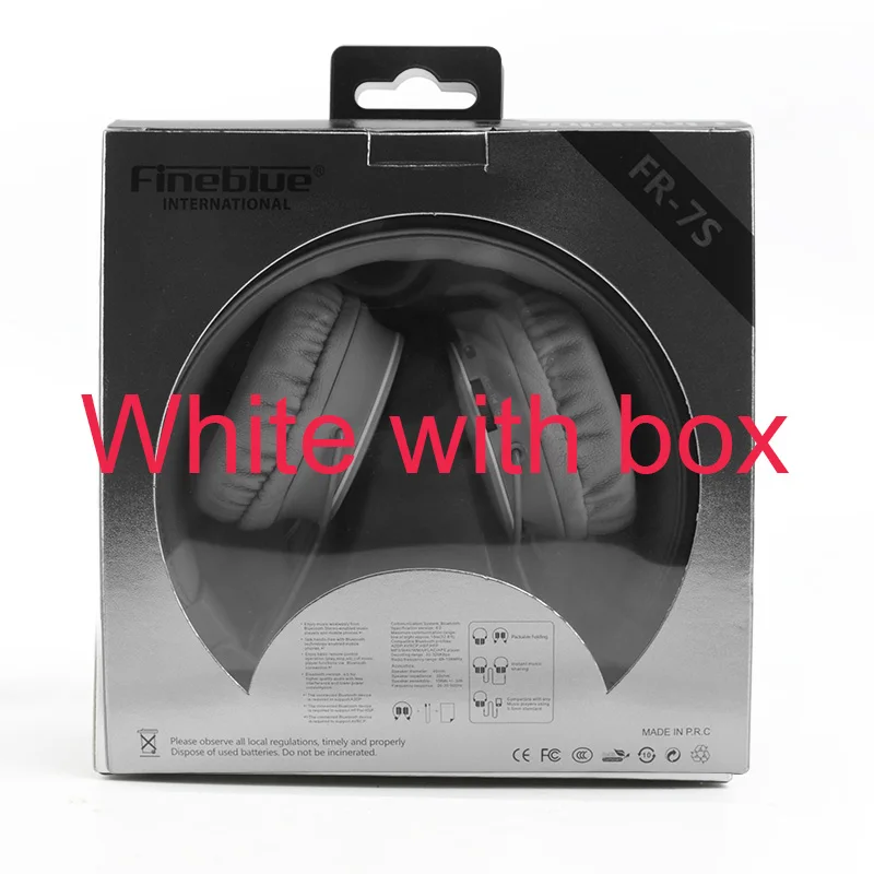 Настоящие Fineblue 4in1 Беспроводной Bluetooth наушники 3D стерео глубокий бас гарнитура TF карты MP3 плеер Fm радио разъем линейного входа HD микрофон - Цвет: White with box