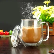 250/350 мл универсальная кофейная двухслойная кружка из боросиликатного стекла бутылка для воды с крышкой керамическая чашка офисная посуда для напитков