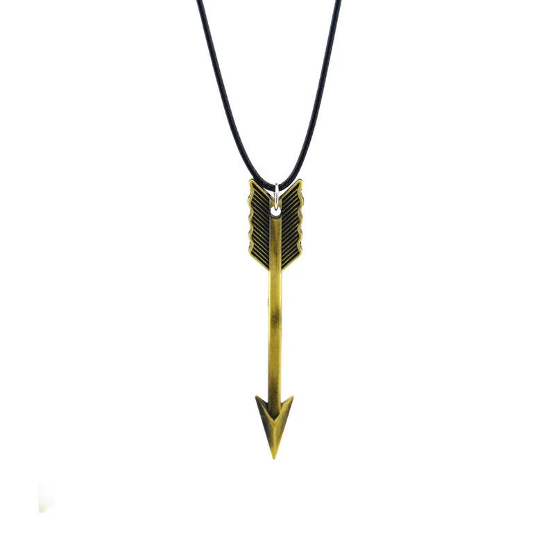 

Original New Novelty Leather Chain Retro Gold Arrow Pendant Necklace For Men Vintage Silver Choker Necklace Women Jewelry Gift