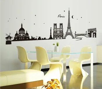 

Background the Eiffel Tower, the sitting room the bedroom decorates The fifth generation environmental protection wall stickers