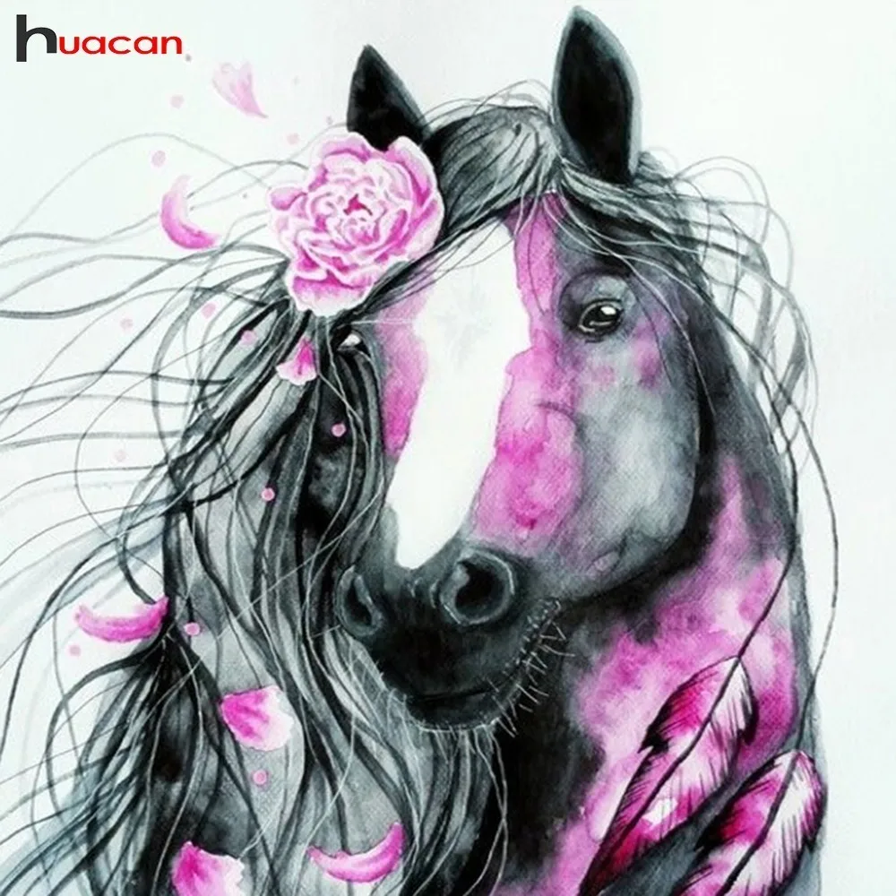 

HUACAN Mosaic Decoration 3D DIY Cross Stitch Diamond Painting Horse Full Square/Round Drill Diamond Embroidery Animals