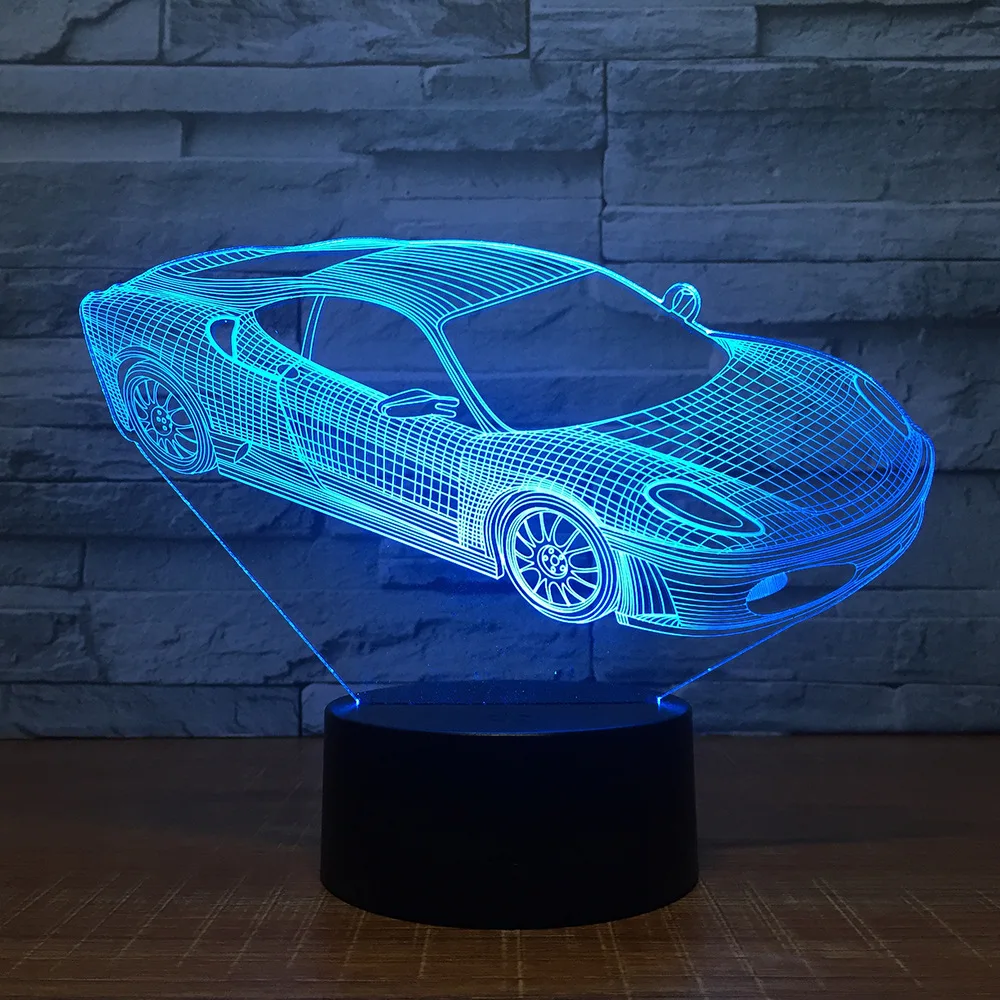 Производители пятна спортивный автомобиль Usb Красочный 3d маленький ночной
