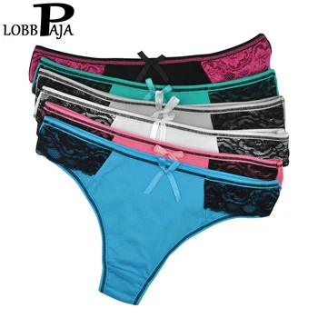 

LOBBPAJA Brand Lot 6 pcs Women's Sexy G-strings Thongs Women Underwear Cotton Lace Panties Ladies Knickers Lingerie for Women
