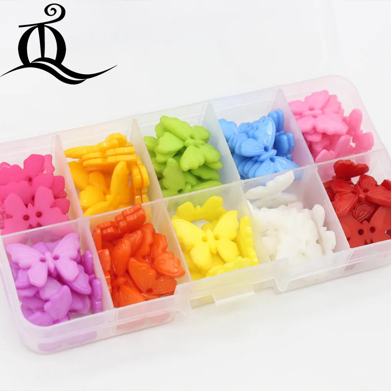 

100pcs 22.5mm mix butterfly Resin Mini Tiny Button Sewing Tools Decorative Button Scrapbooking Garment DIY Apparel Accessories