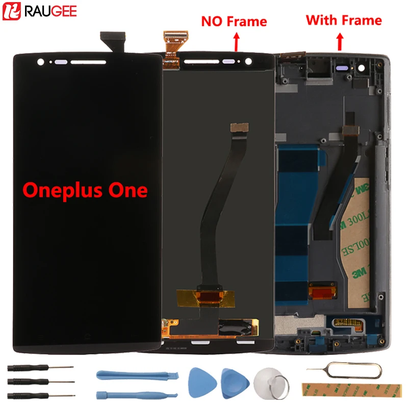 Pаспродажа Чехол из ПВХ для Oneplus One ЖК дисплей Дисплей + Сенсорный экран с рамкой Тесты хорошее планшета Стекло Панель аксессуар замена для One plus One 64 16 ГБ