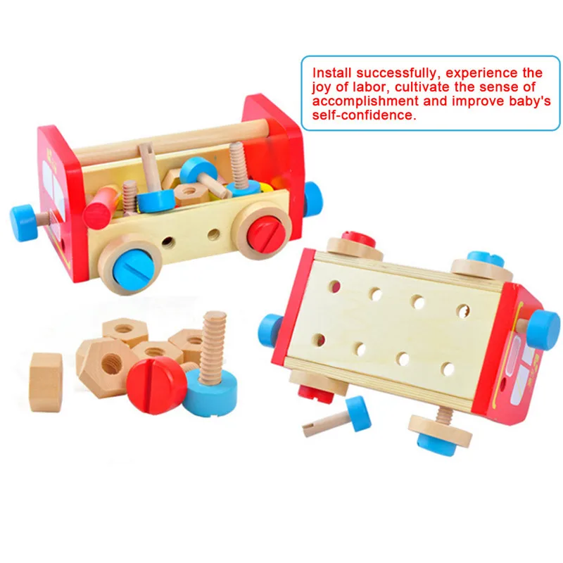 Kids Wooden Disassembling Tool Set Model Building Kits font b Construction b font Assemble font b