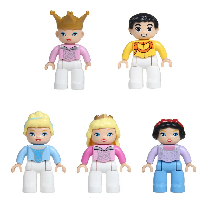 

5pcs/Set Big Size Dream Castle Cinderella Princess Prince Compatible DUPLOES Bricks Figure Model Educational Toys For Kids