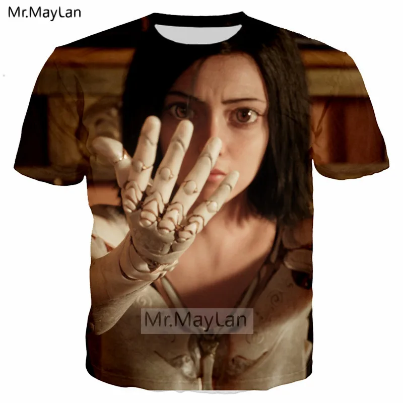 

Alita: Battle Angel Printed 3D Mechanical Girl Tshirt Men/Women Harajuku Style Gothic Oneck T shirt Top Boy Cool T-shirt Clothes