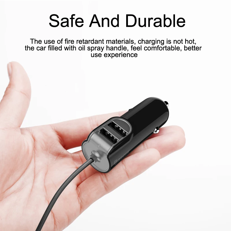 Автомобильное зарядное устройство Baseus с двумя USB портами адаптер для быстрой