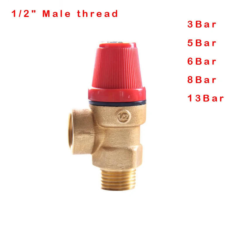 1 шт. DN15 3 бар 5 бар 6 бар 8 бар 13 бар латунный угловой тип предохранительный клапан 1/" с наружной резьбой предохранительный клапан для солнечного водонагревателя