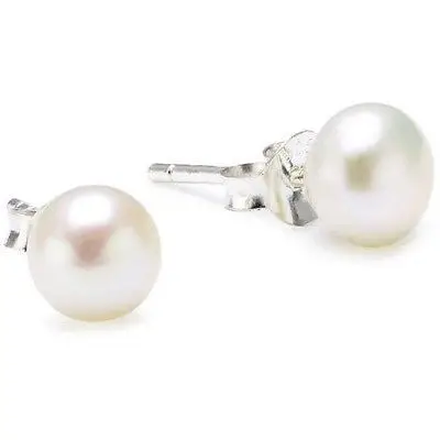 

Free shipping New Pearl Stud Earrings Sterling Silver, White Freshwater Pearl Stud Earrings