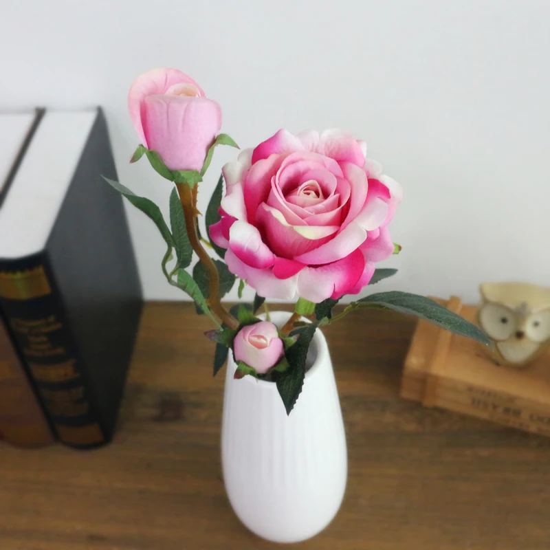 JAROWN Artificial Flannel Ruyi Rose Simulation Fake Flowers Branch Wedding Decor Home Office Decoration Silk Flower (11)