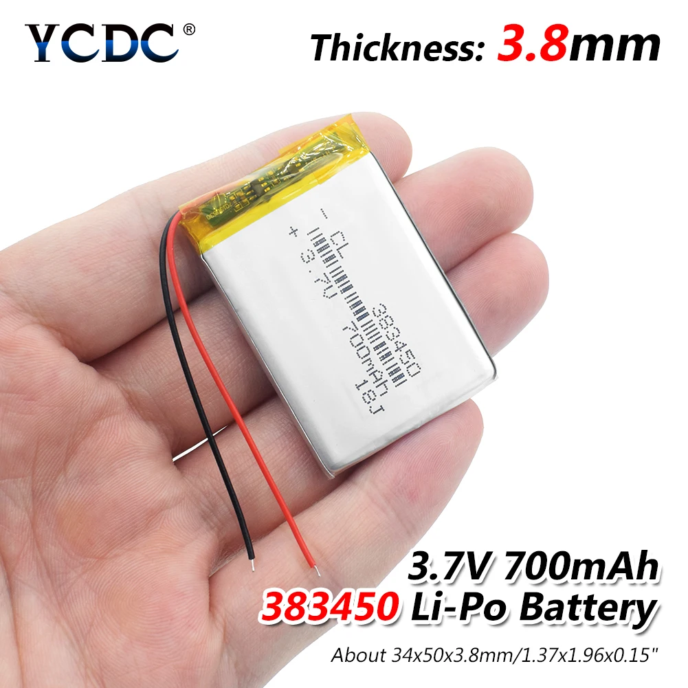 

1/2/4 Pcs/lot PCB Protected 383450 700mAh Lithium Battery 3.7 V Li-ion Lithium Polymer Li-po Battery Durable Long Lasting