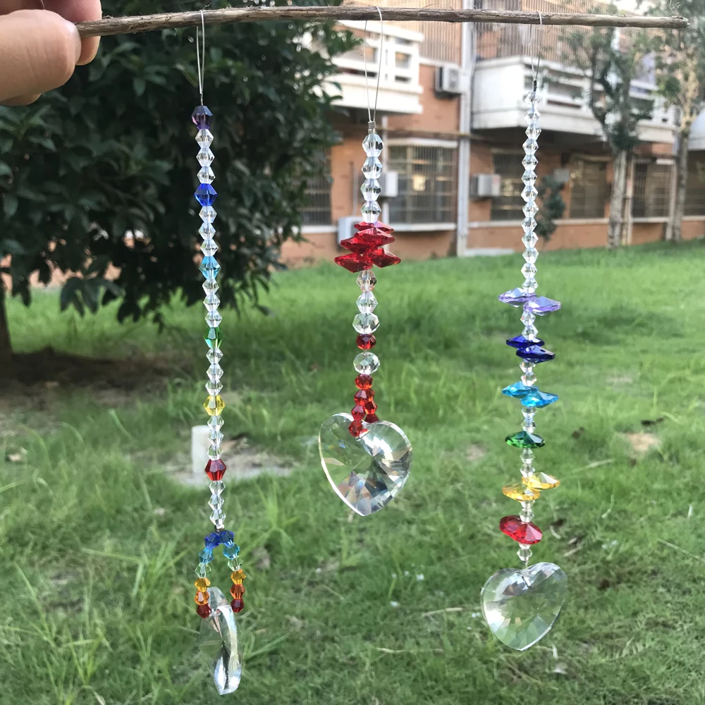 

3 шт. висит Suncatcher хрустальное сердце призмы фэншуй Радуга Подвески подарок