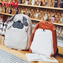 Cute Animal Women Backpack Canvas Kawaii Shar Pei Akita Dog Pet School Bag Female Cartoon Rucksack