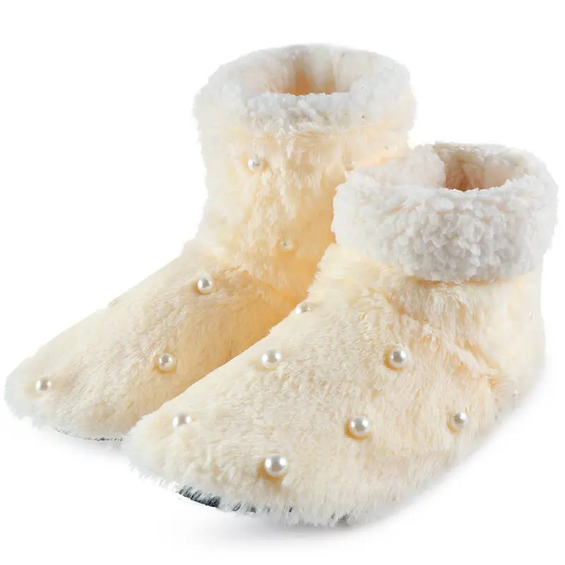 Зимние ботинки; женские домашние тапочки; рождественские домашние носки; теплые флисовые тапочки; меховая плюшевая стелька; нескользящая подошва; домашняя обувь