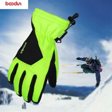 Мужские лыжные перчатки из искусственной кожи, перчатки для сноуборда, снегохода, мотоцикла, велоспорта, зимние перчатки из водонепроницаемого материала, теплые Нескользящие зимние перчатки унисекс