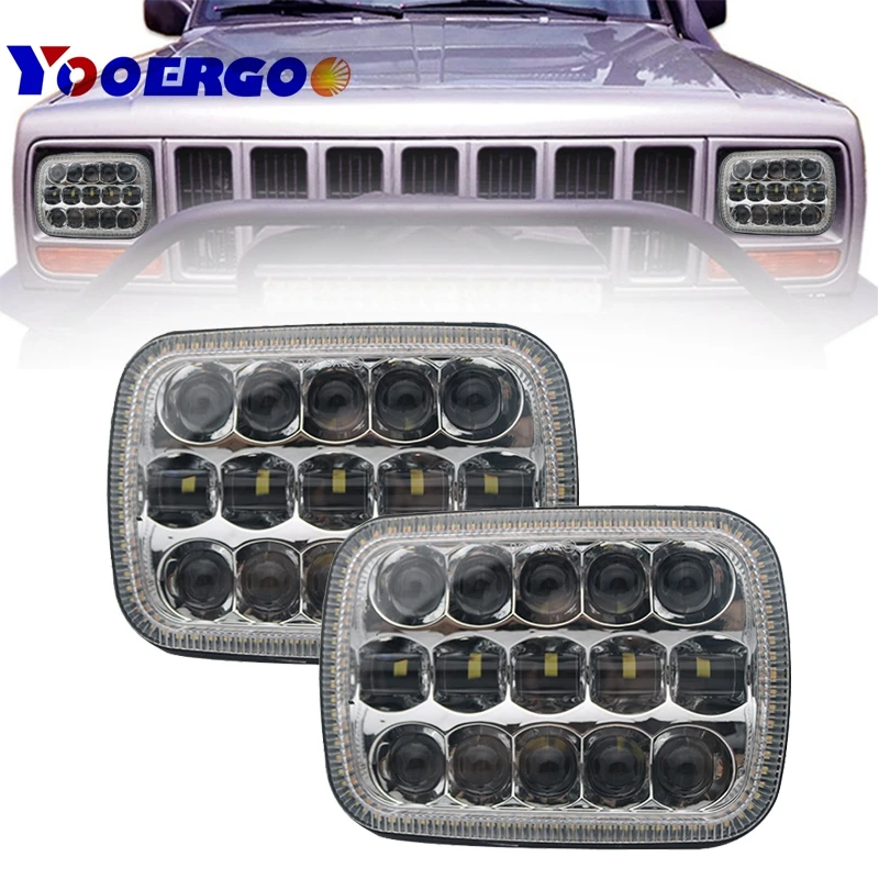95W Led Light for Jeep Cherokee XJ 7x6 5x7 Led Square Headlight for